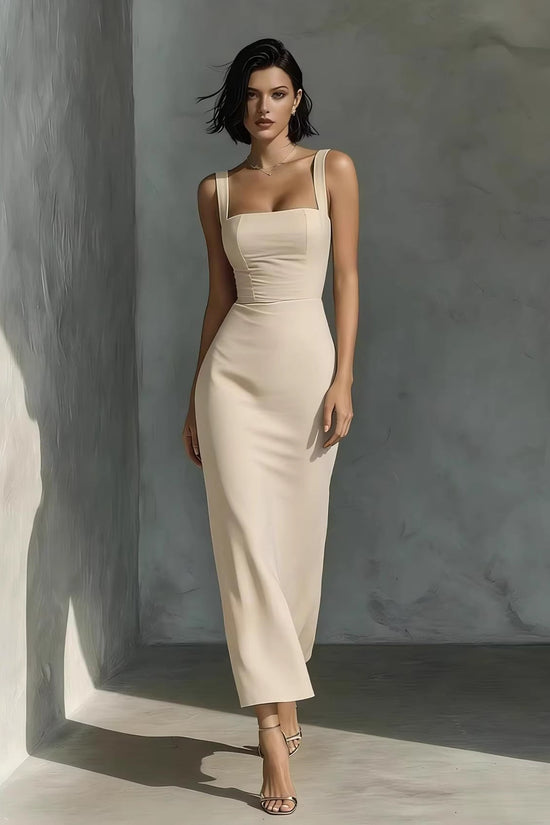 Dress With Sling And Square Neck 