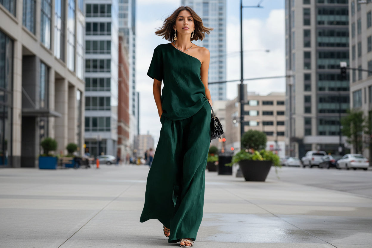 Fashion Top And Wide-leg Pants Casual Set 