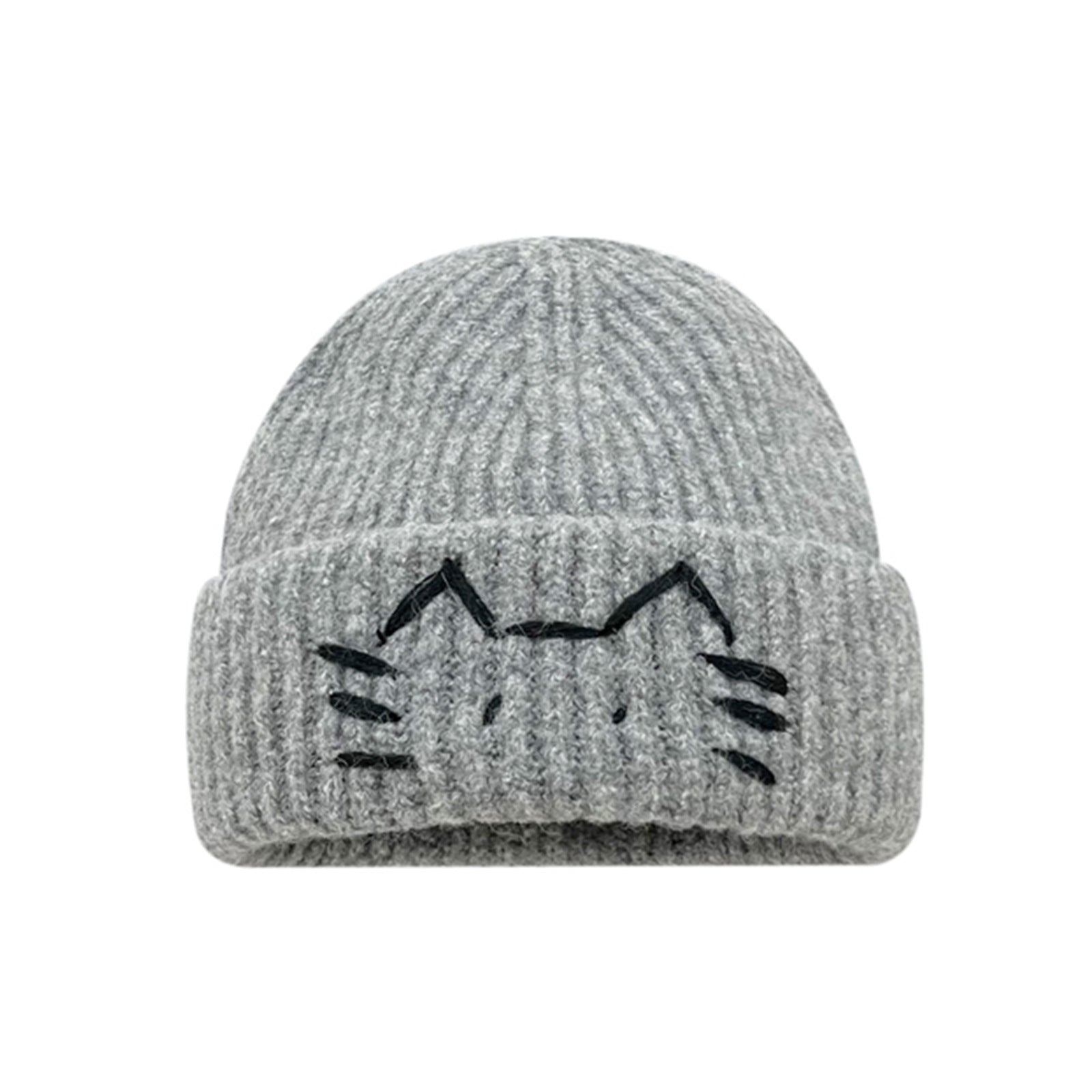 Women’s Cute Cat Line Design Knitted Hat – Warm Fall & Winter Beanie - FitiqueFit