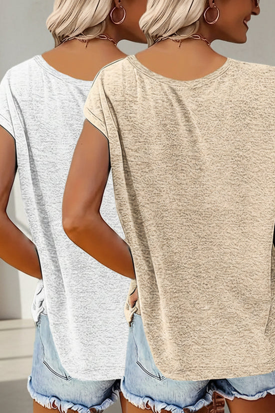 2-Pack Women's V-Neck Sleeveless Tank Tops – Loose Fit Casual Summer Beach Shirts FitiqueFit