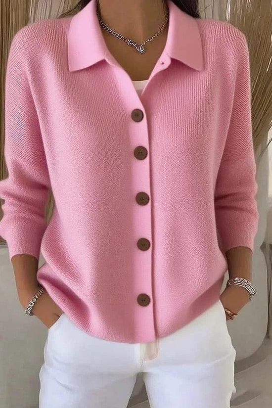 Button-knitted Lapel Sweater Cardigan Coat For Women 