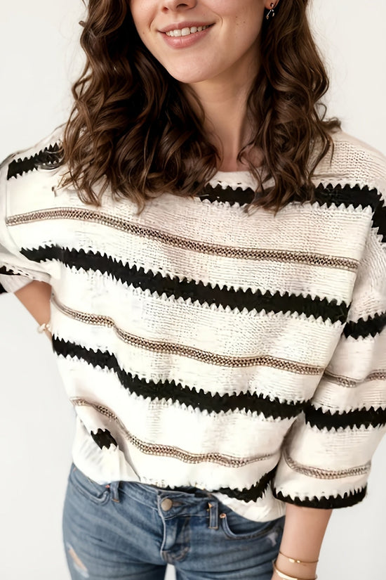 Women's Autumn And Winter Commuting Pullover, Striped Casual Long Sleeved Knitted Sweater Diversi Fashion™