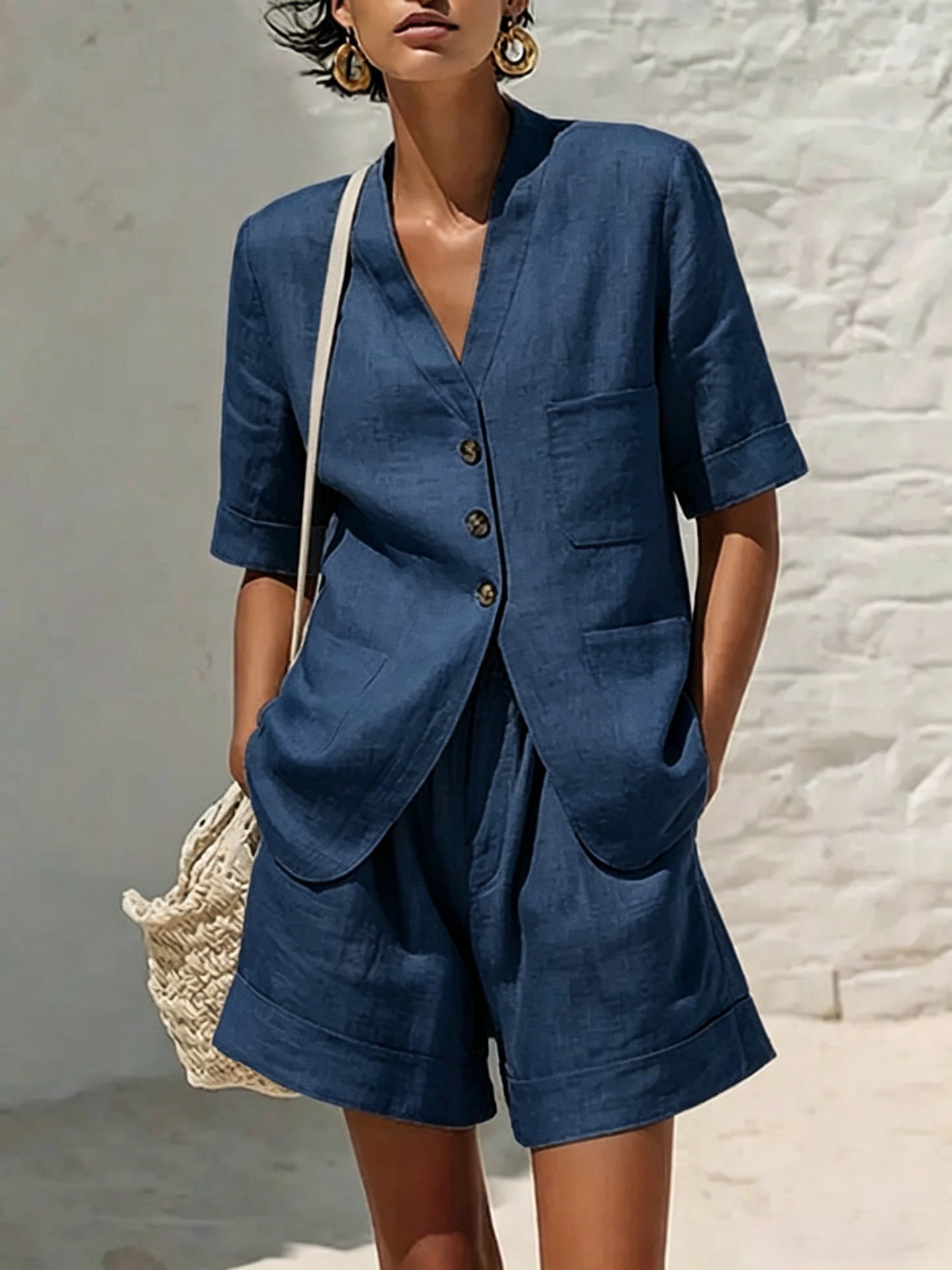 Loose-fitting Cotton And Linen Two-piece Set 