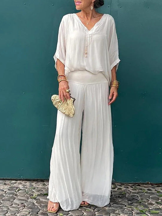 Fashionable Best-Selling Solid-Colored Chiffon Set For Women 
