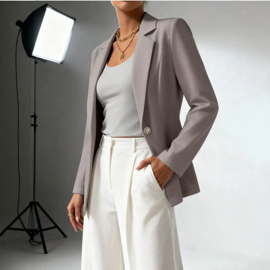 Casual Fashion New Arrival Lapel Collar Long Waist-Cinched Long-Sleeve Blazer 
