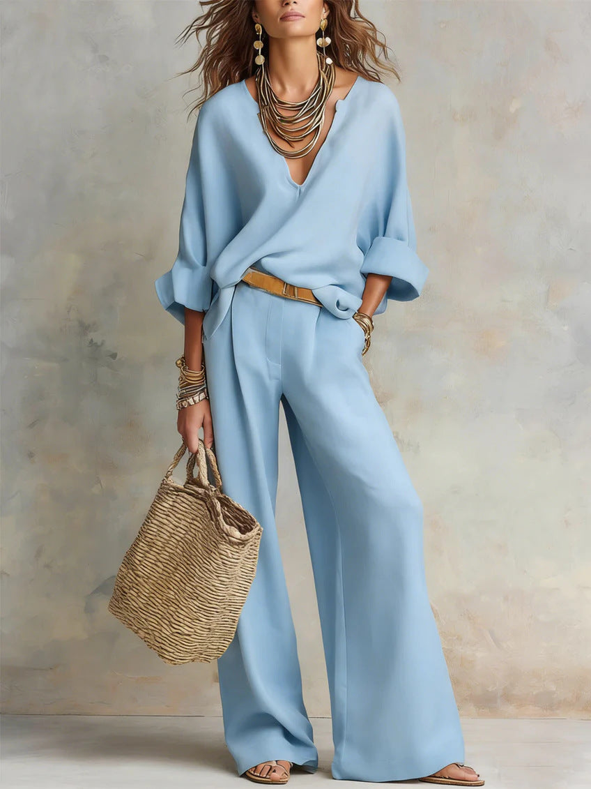 Fashionable Casual Linen Loose Vacation Set 
