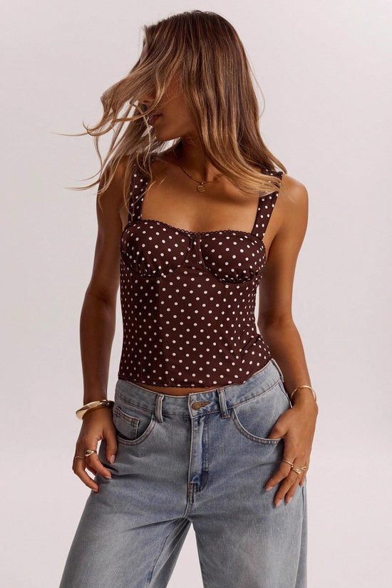 Polka-dot Printed Underwire Camisole For Parties And Dates 