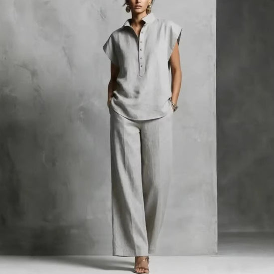 Women's Casual Cardigan Short-Sleeve Pants Set 