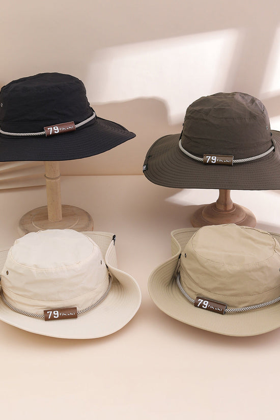 Plain-color Letter-pattern Leather Sun-protective Wide-brimmed Sunshade Outdoor Simple Style Fisherman Hat For Daily Commuting, Fishing, Mountain Climbing 