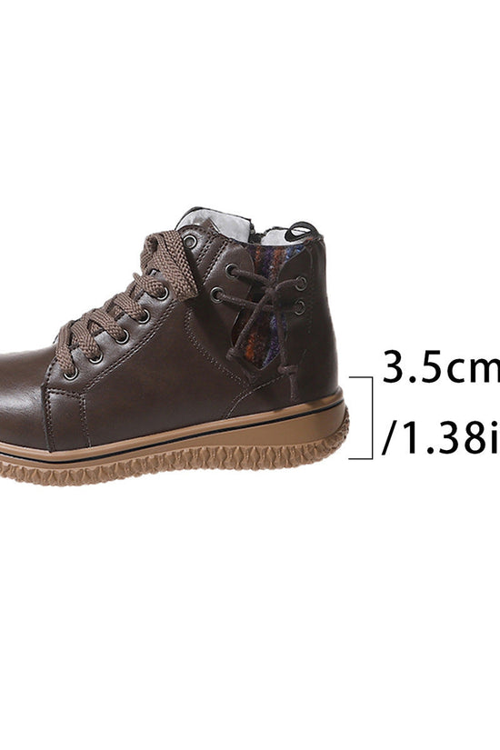 FitiqueFit Women’s Flat Heel Martin Boots – Lace-Up, Side Zip, Cotton Padded Comfort CJ