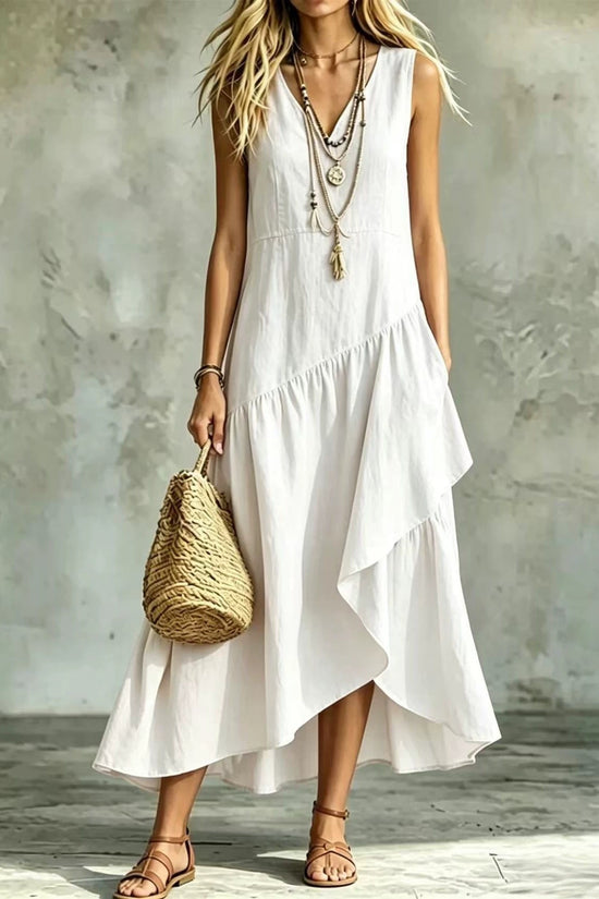 Women's Casual Solid-Color Loose Sleeveless Dress 