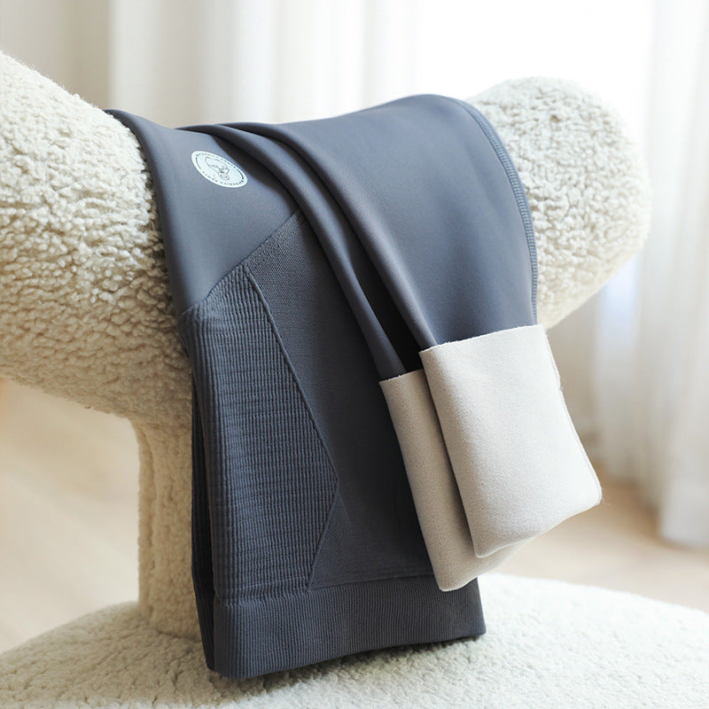 Fleece-lined Belly Support Pregnant Women Leggings Cropped Pants 