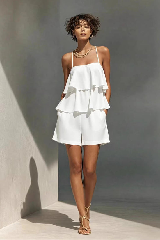Multi-layer Ruffle Loose Camisole And Shorts Set 