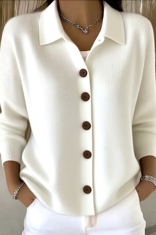 Button-knitted Lapel Sweater Cardigan Coat For Women 