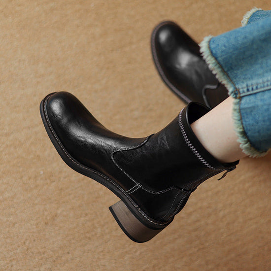 Women's Simple And Casual Mid-heel Martin Boots CJ