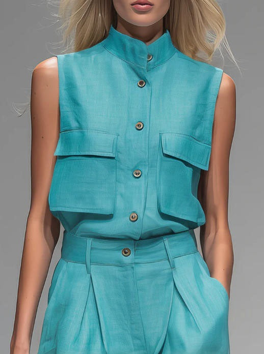 Sleeveless Vest And Wide-leg Pants Set For Women 