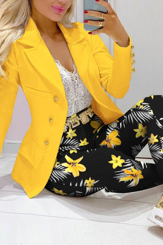Casual Fashion Set Women's Suit Pink Suit Yellow Brown Striped Dotted Chain 