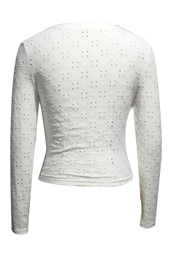 Women’s Hollow Out V-Neck Long Sleeve Top CJ
