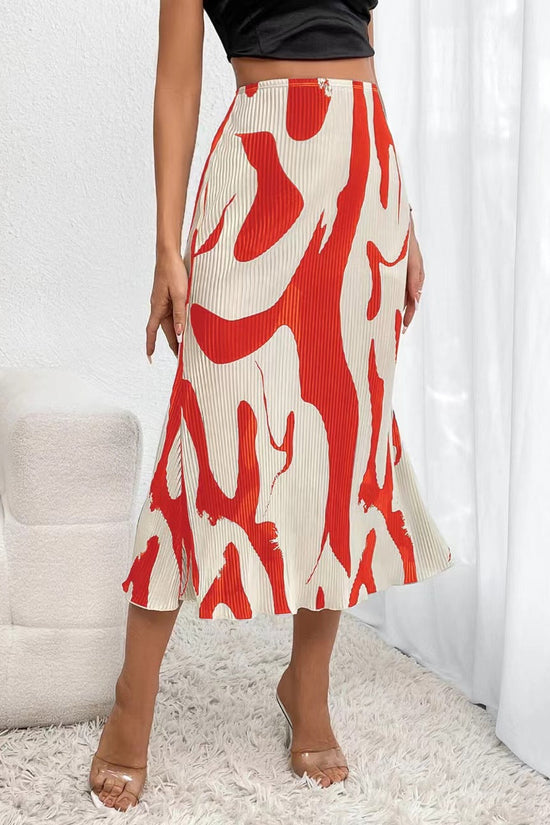 Women’s Tropical Print Pleated Skirt 