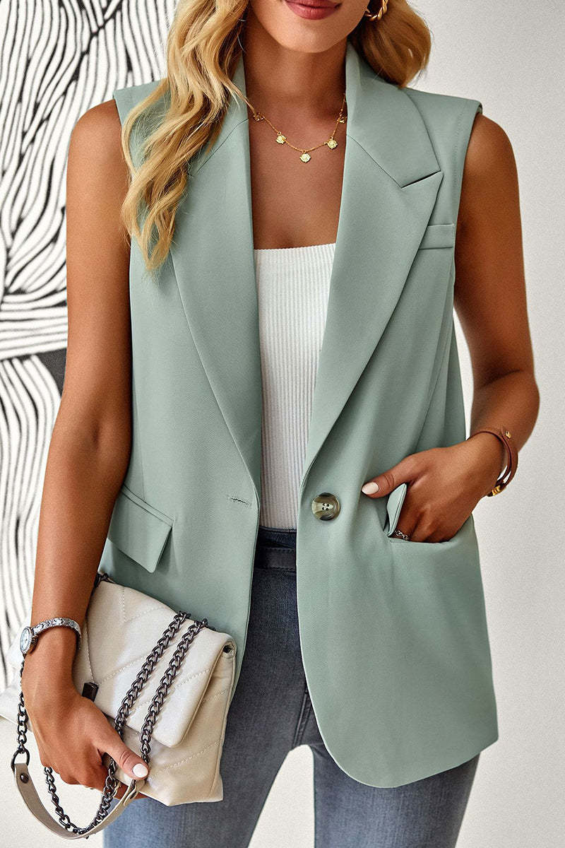 Women's Sleeveless Vest Blazer Casual Open Front Work Office Tops Jacket 