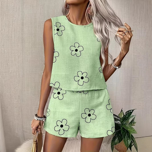Womens Tank Top And Shorts Two-piece Set 