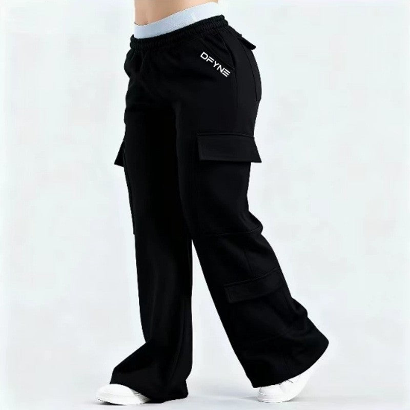 Fashionable Solid-Colored Casual All-Match Pants With Pockets 