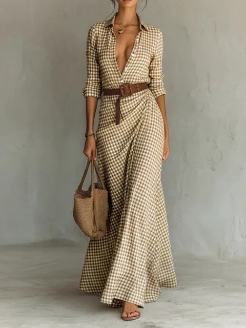 Solid-color Irregularly Pleated Dress With A Belt 
