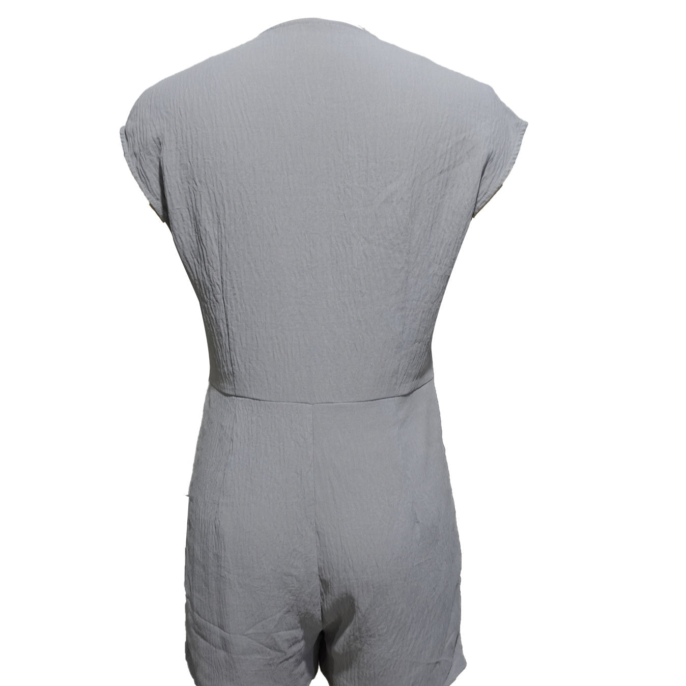 Women’s Short Button Front Jumpsuit – V-Neck Patchwork Romper CJ US