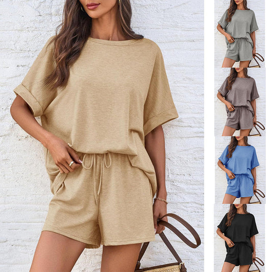 Casual Suit Oversized Short Sleeve T-shirt Drawstring Shorts Casual Wear Sportswear FitiqueFit
