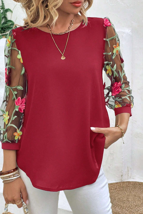 Women's Casual Mesh Black Patchwork Top 