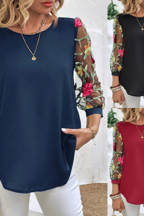 Women's Casual Mesh Black Patchwork Top 