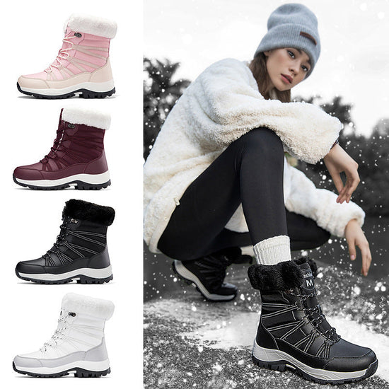 Winter Fleece-lined Thicker Non-slip Cotton-padded Shoes Outdoor Middle Boots CJ