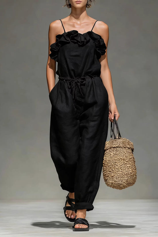 Women's Off-Shoulder Ruffled Wide-Leg Jumpsuit 