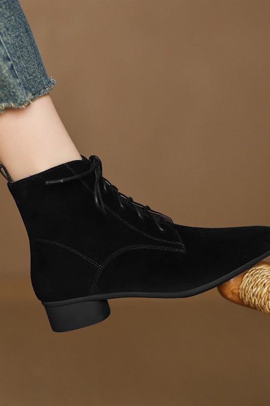 Autumn And Winter Maillard Matte Temperament Pointed Low-heel Ankle Boots For Women 