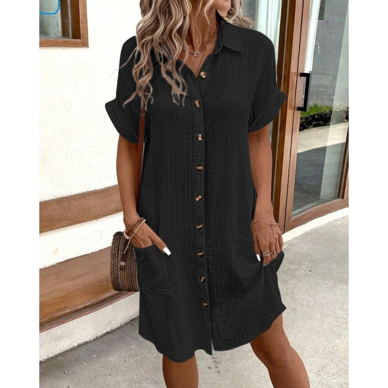 Women’s Ruffle Hem Shirt Dress – Loose Fit Summer Holiday Style 