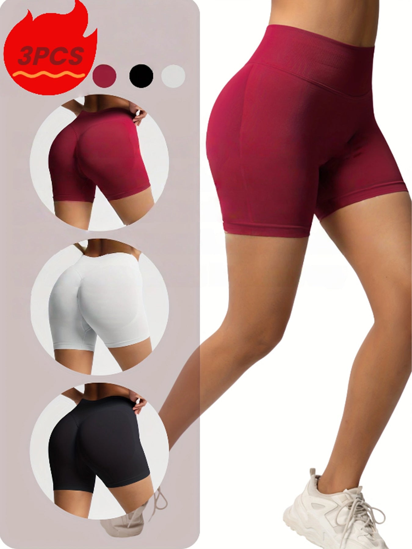 3-Pack Seamless Workout Shorts for Women CJ US