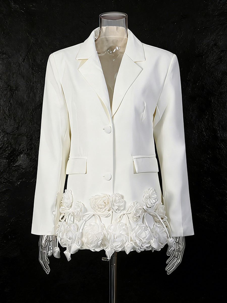 Elegant Three-dimensional Floral Loose-fitting Blazers 