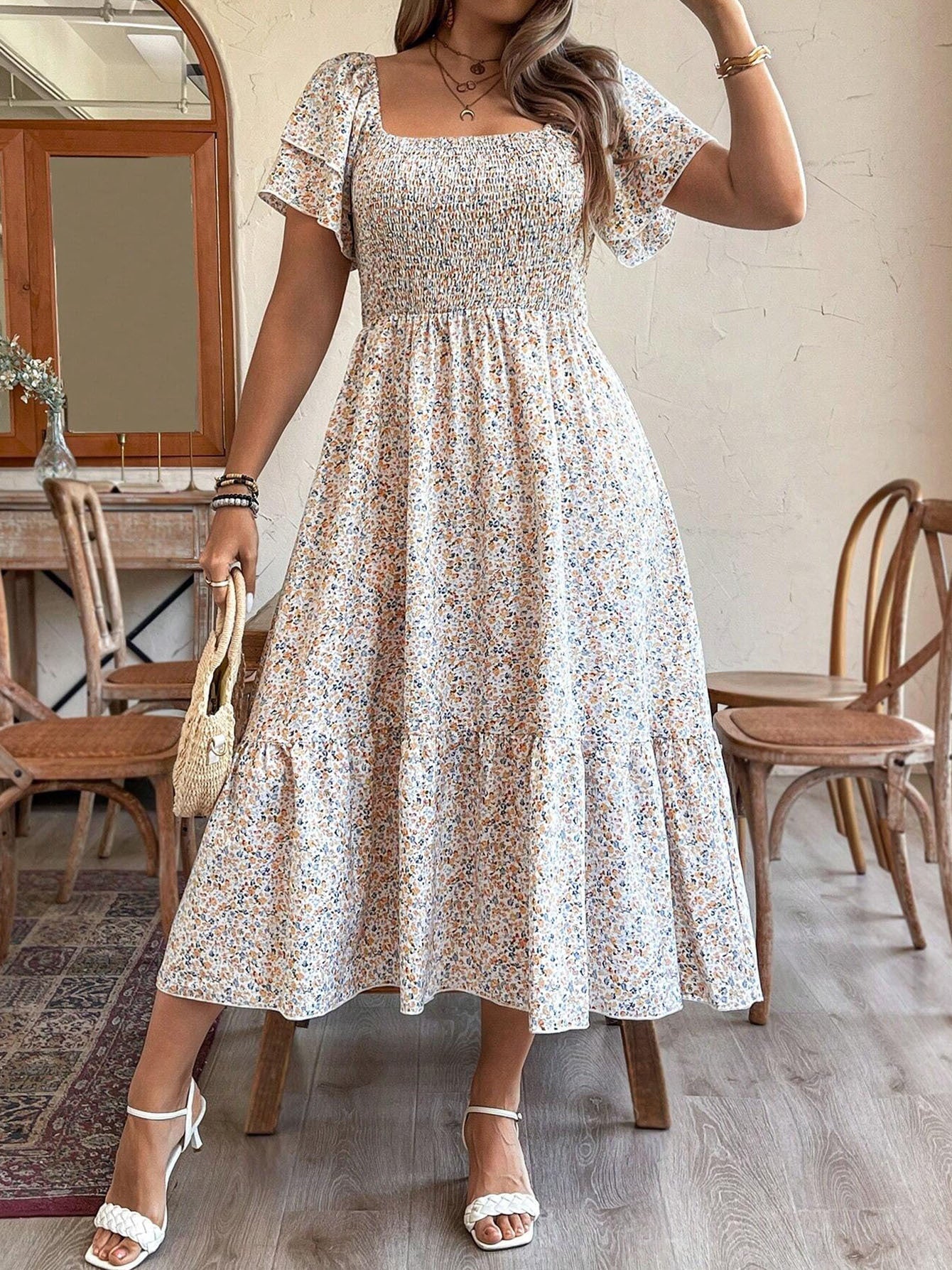 Plus Size Backless Midi Dress – Elegant Pleated Summer Party Dress CJ US