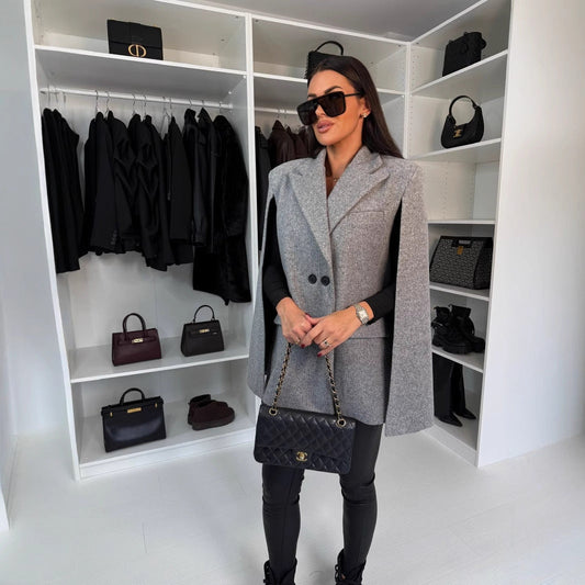 Fashion Solid Color Loose Shawl Coat 