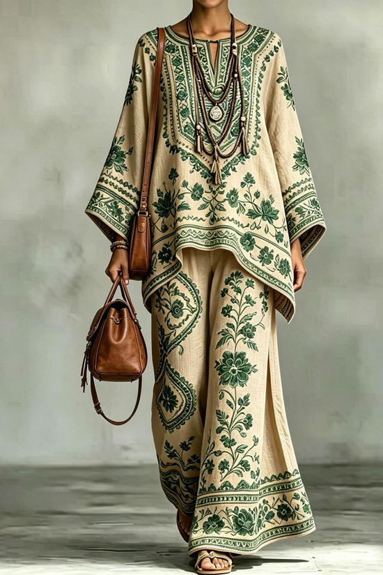 Women's Fashionable Loose-Fit Printed Long-Sleeve Set 