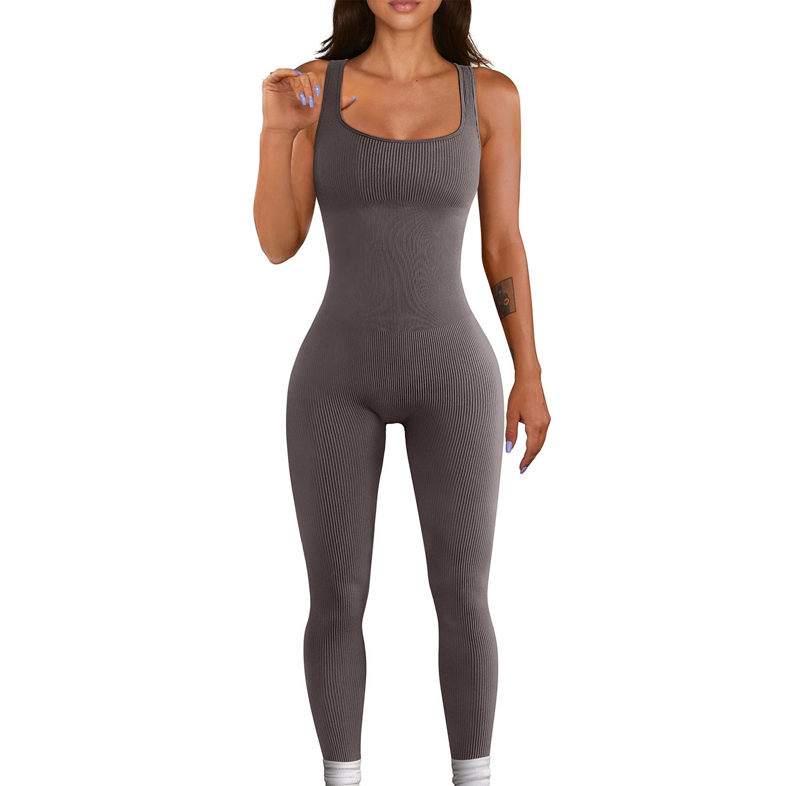 4 Pack Women’s Ribbed Sleeveless Jumpsuit 