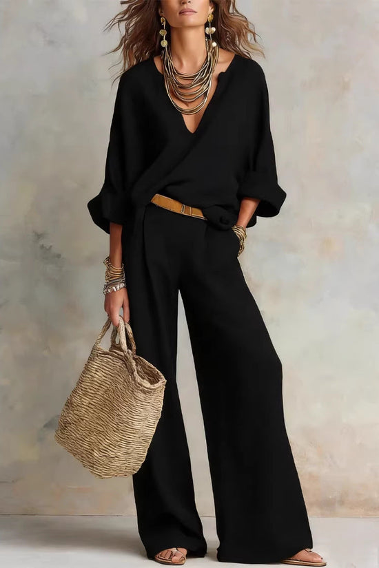 Fashionable Casual Linen Loose Vacation Set 