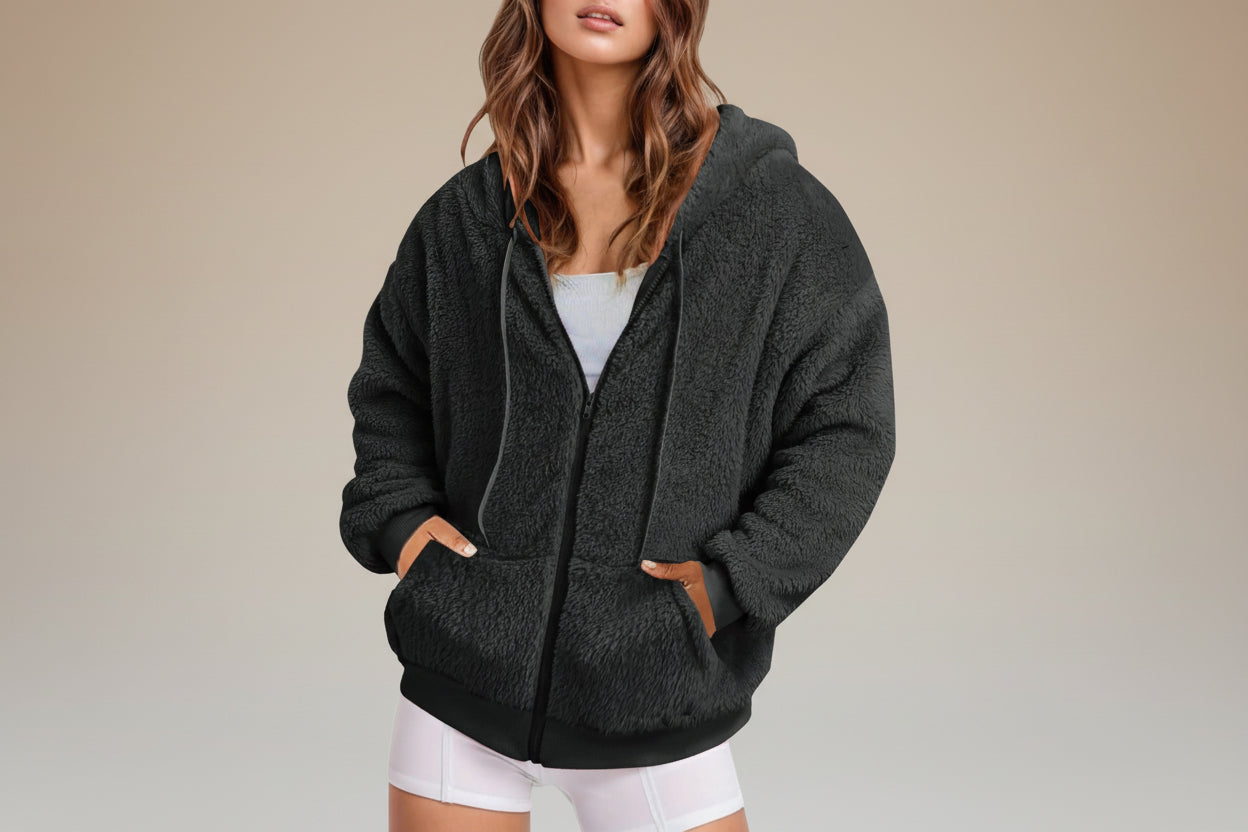 Autumn Winter Casual Long Solid Color Hoodie 