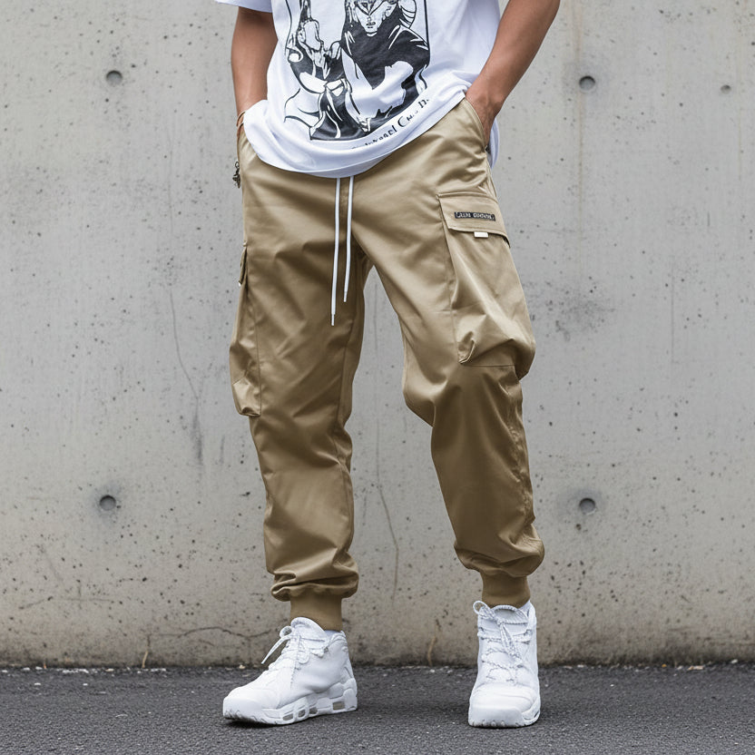 Men’s Multi‑Pocket Drawstring Cargo Pants CJ US
