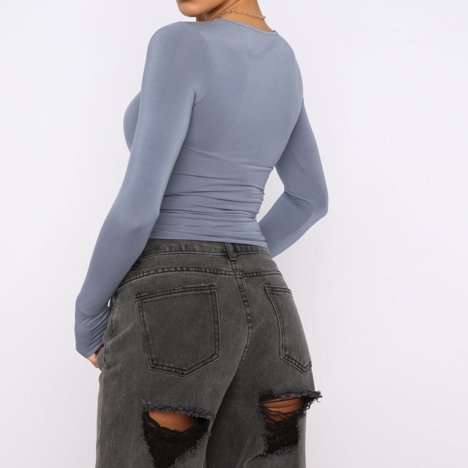 Slim Fit Long Sleeve Shirt | Women's Casual Crop Tops | Diversi