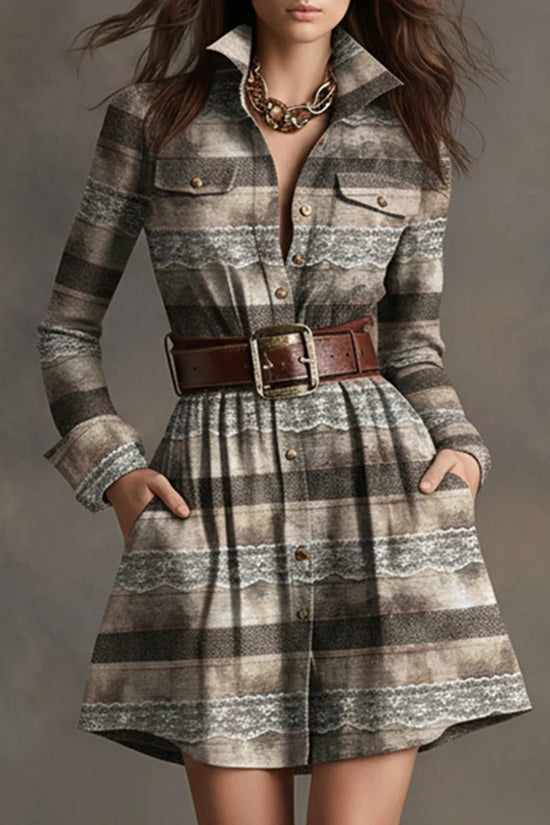 Plaid Collared Sleeveless Fitted Waist Dress 