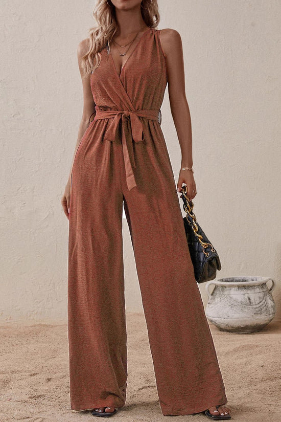 Strap High-Waist Sleeveless Jumpsuit Fashion Casual Set 