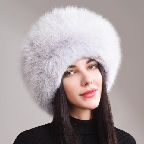 Women's Winter Genuine Leather Ethnic Style Warm Ear Protection Hat 