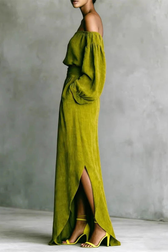 Casual Off-shoulder Top And An Asymmetrical Skirt Two Pieces 