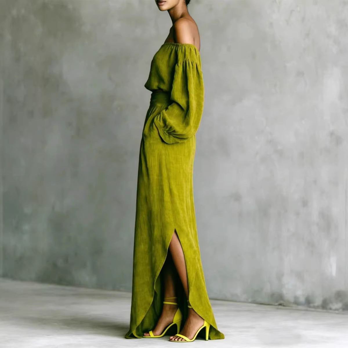 Casual Off-shoulder Top And An Asymmetrical Skirt Two Pieces 